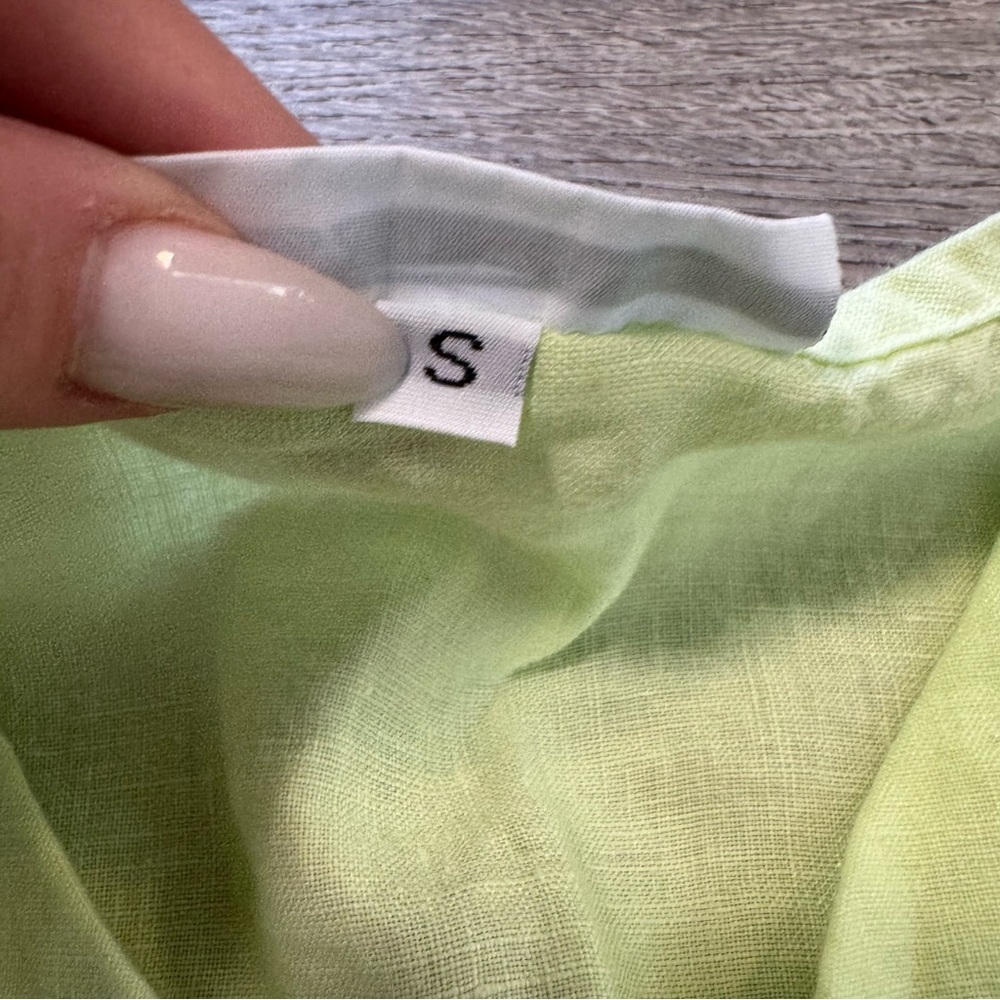 Bryn Walker green lime  Linen Sleeveless Top small - Picture 4 of 6